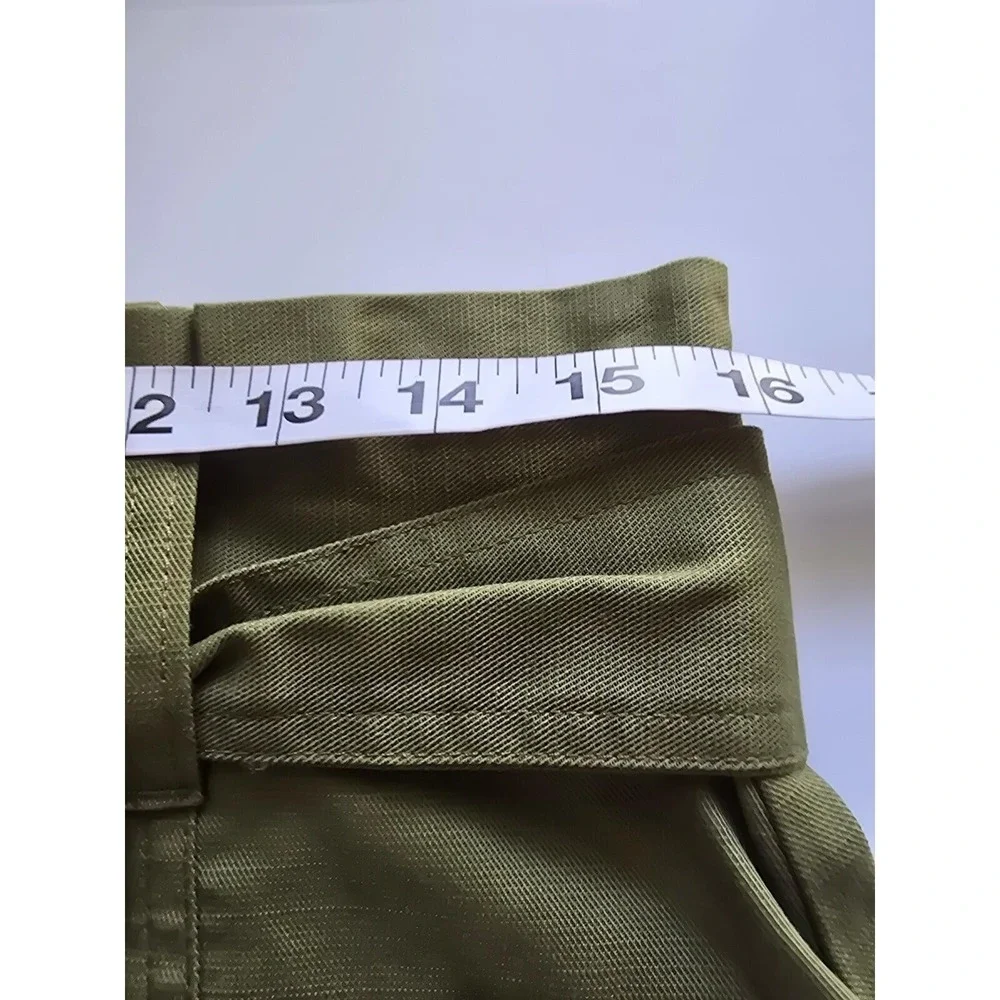 LOFT Outlet Olive Green Button Front‎ Paperbag Mini Skirt with Belt Size 6 NEW